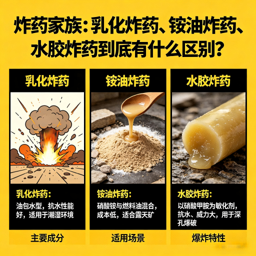 和顺炸药家族：乳化炸药、铵油炸药、水胶炸药到底有什么区别？